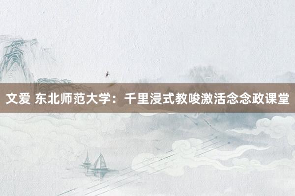 文爱 东北师范大学：千里浸式教唆激活念念政课堂