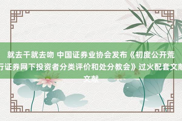 就去干就去吻 中国证券业协会发布《初度公开荒行证券网下投资者分类评价和处分教会》过火配套文献