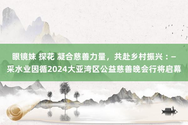 眼镜妹 探花 凝合慈善力量，共赴乡村振兴 : —采水业因循2024大亚湾区公益慈善晚会行将启幕