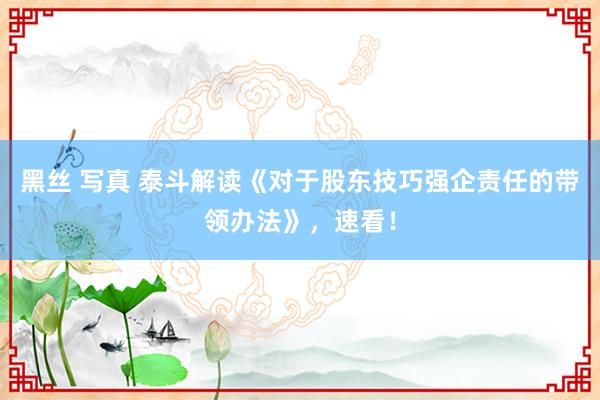 黑丝 写真 泰斗解读《对于股东技巧强企责任的带领办法》，速看！