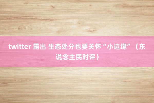 twitter 露出 生态处分也要关怀“小边缘”（东说念主民时评）