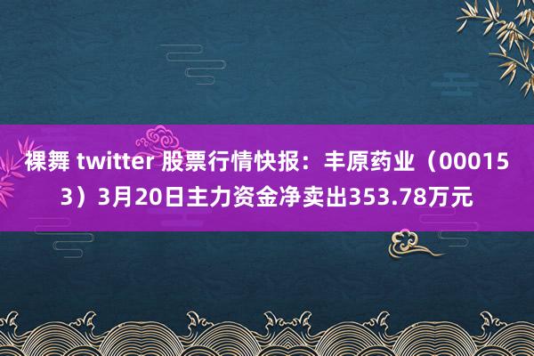 裸舞 twitter 股票行情快报：丰原药业（000153）3月20日主力资金净卖出353.78万元