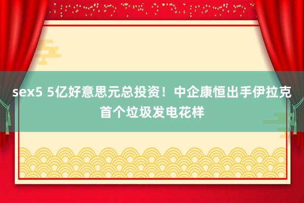 sex5 5亿好意思元总投资！中企康恒出手伊拉克首个垃圾发电花样