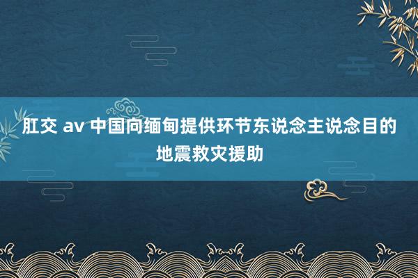 肛交 av 中国向缅甸提供环节东说念主说念目的地震救灾援助