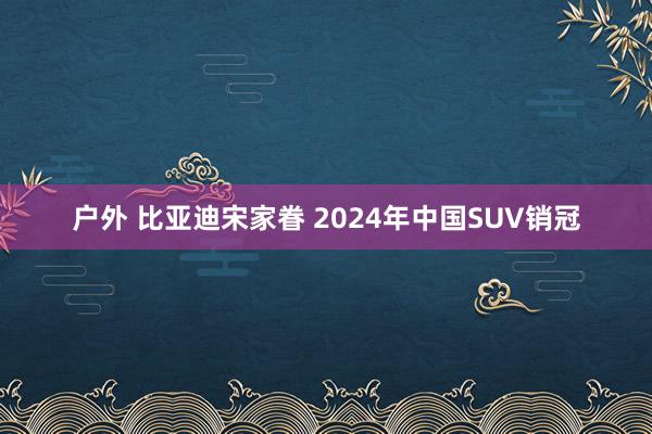户外 比亚迪宋家眷 2024年中国SUV销冠