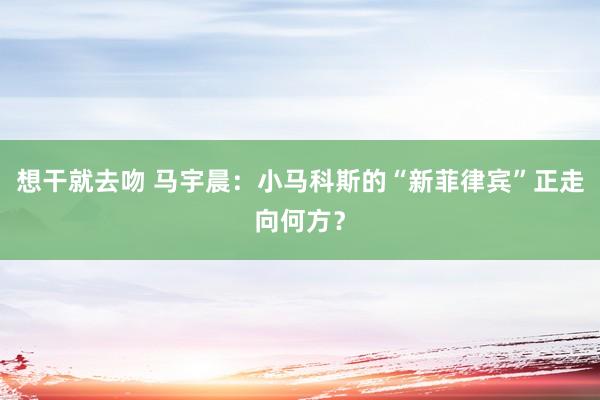 想干就去吻 马宇晨：小马科斯的“新菲律宾”正走向何方？