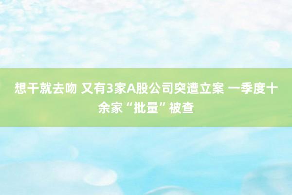 想干就去吻 又有3家A股公司突遭立案 一季度十余家“批量”被查