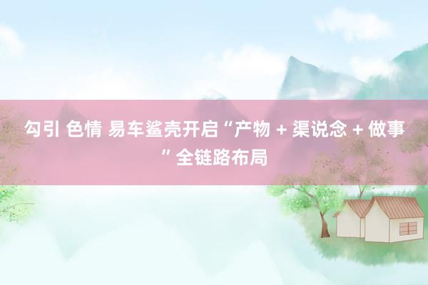 勾引 色情 易车鲨壳开启“产物 + 渠说念 + 做事”全链路布局