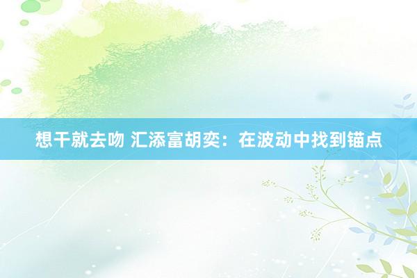 想干就去吻 汇添富胡奕：在波动中找到锚点