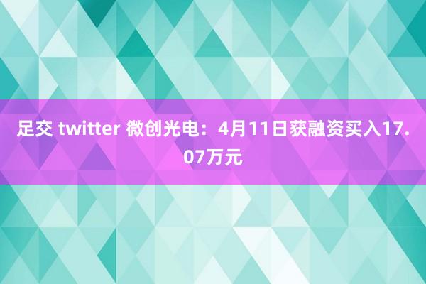 足交 twitter 微创光电：4月11日获融资买入17.07万元