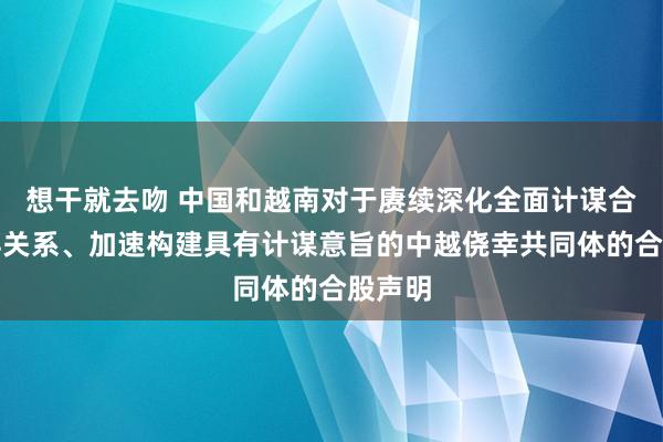 想干就去吻 中国和越南对于赓续深化全面计谋合作伙伴关系、加速构建具有计谋意旨的中越侥幸共同体的合股声明