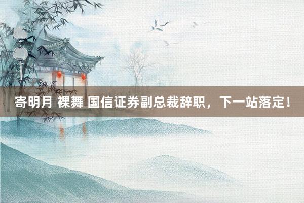寄明月 裸舞 国信证券副总裁辞职，下一站落定！