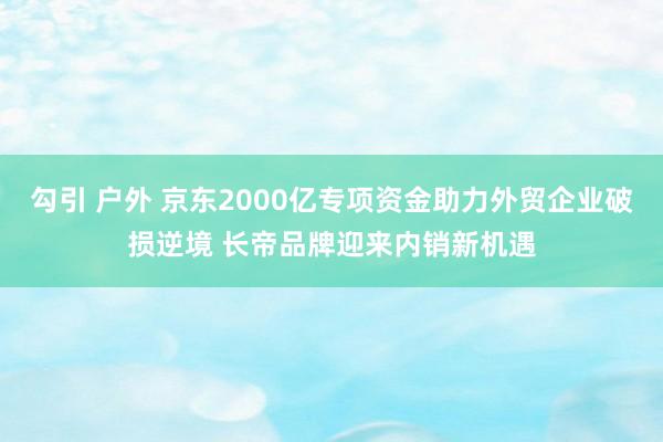 勾引 户外 京东2000亿专项资金助力外贸企业破损逆境 长帝品牌迎来内销新机遇