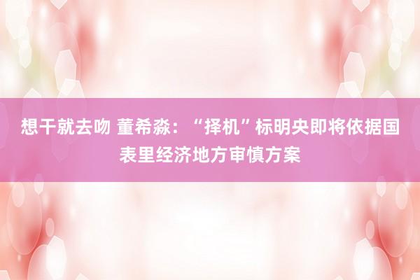 想干就去吻 董希淼:“择机”标明央即将依据国表里经济地方审慎方案