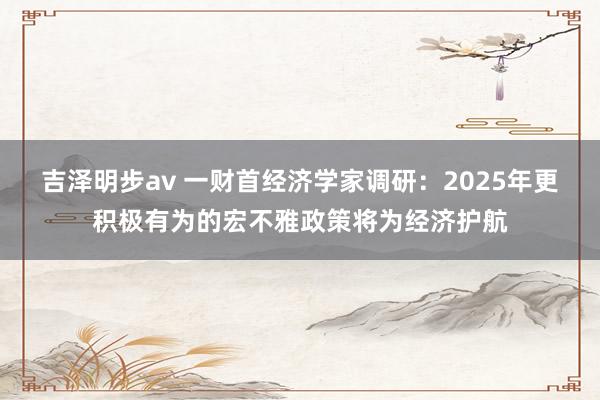 吉泽明步av 一财首经济学家调研：2025年更积极有为的宏不雅政策将为经济护航
