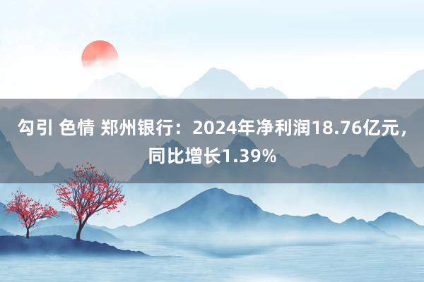 勾引 色情 郑州银行：2024年净利润18.76亿元，同比增长1.39%