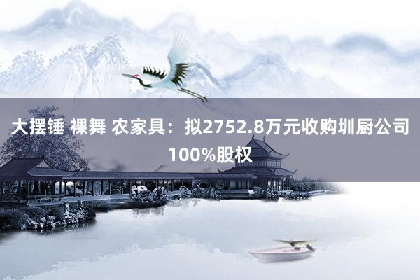 大摆锤 裸舞 农家具：拟2752.8万元收购圳厨公司100%股权