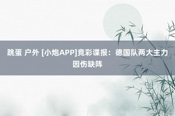 跳蛋 户外 [小炮APP]竞彩谍报：德国队两大主力因伤缺阵
